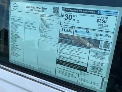 2026 Nissan Altima 2.5 SV SPECIAL EDITION PACKAGE