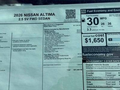 2026 Nissan Altima 2.5 SV SPECIAL EDITION PACKAGE