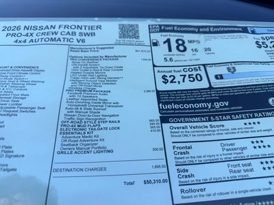 2026 Nissan Frontier PRO-4X PREMIUM, CNVENIENCE PACKAGE