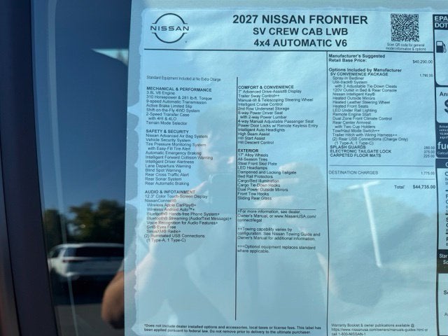 2027 Nissan Frontier SV