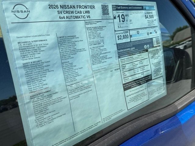 2026 Nissan Frontier SV DARK ARMOR, ALL WEATHER PACKAGE