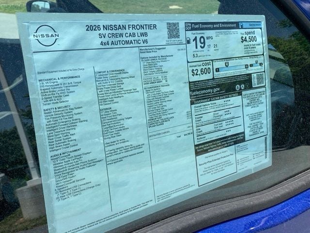 2026 Nissan Frontier SV CONVENIENCE, DARK ARMOR, TOW PACKAGE