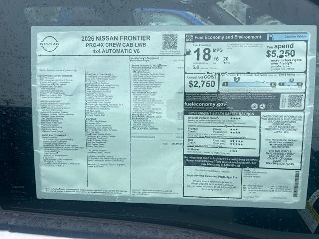 2026 Nissan Frontier PRO-4X PREMIUM, CONVENIENCE, TOW PACKAGE