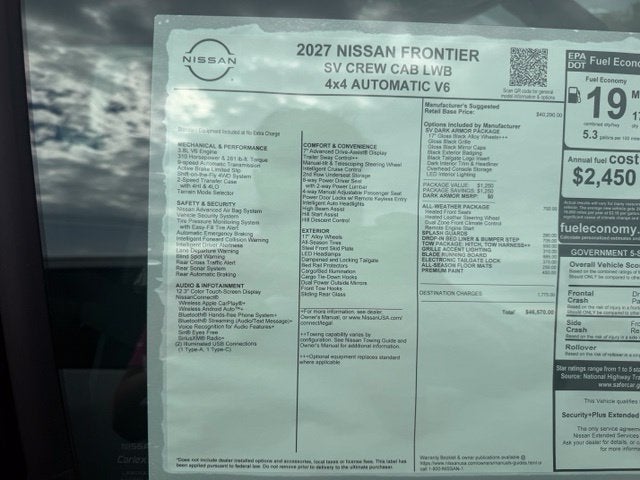 2027 Nissan Frontier SV