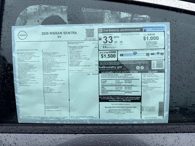 2026 Nissan Sentra SV CONVENIENCE, FLOOR MAT PACKAGE