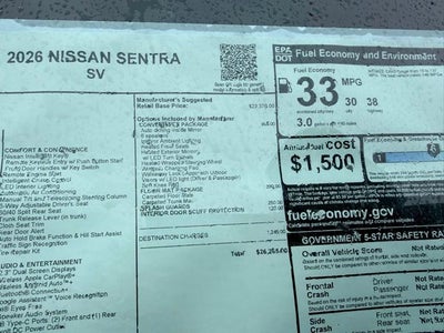 2026 Nissan Sentra SV CONVENIENCE, FLOOR MAT PACKAGE