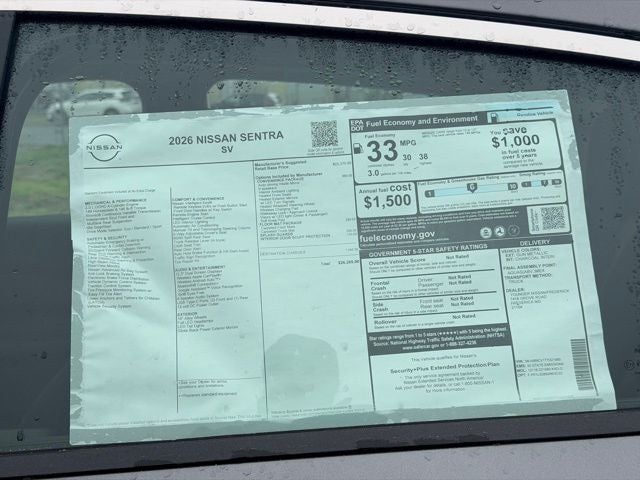 2026 Nissan Sentra SV CONVENIENCE, FLOOR MAT PACKAGE