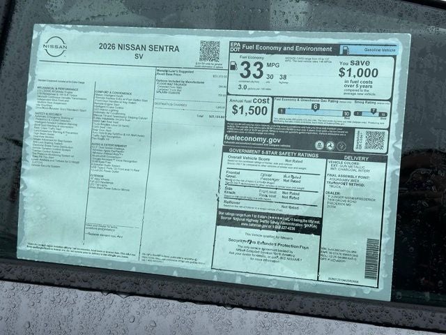 2026 Nissan Sentra SV FLOOR MAT PACKAGE