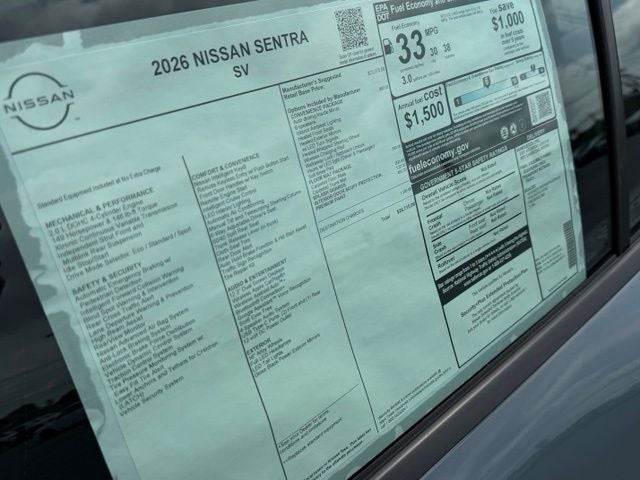 2026 Nissan Sentra SV CONVENIENCE, FLOOR MAT PACKAGE
