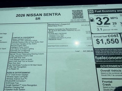 2026 Nissan Sentra SR FLOOR MAT PACKAGE