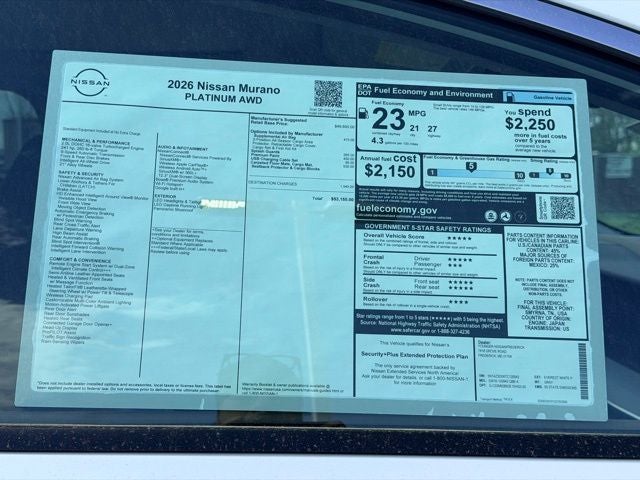 2026 Nissan Murano Platinum CARGO PACKAGE
