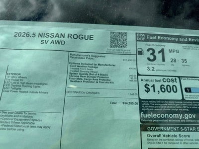 2026 Nissan Rogue SV COLD WEATHER PACKAGE
