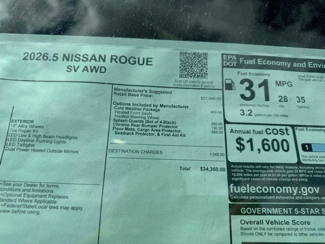 2026 Nissan Rogue SV COLD WEATHER PACKAGE