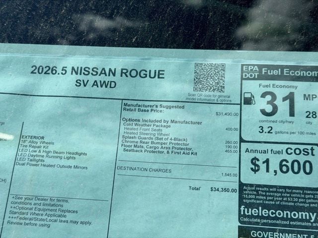 2026 Nissan Rogue SV COLD WEATHER PACKAGE