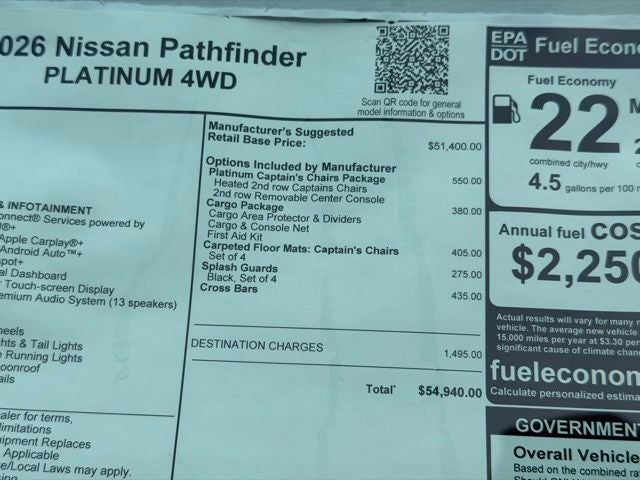 2026 Nissan Pathfinder Platinum