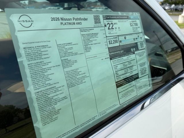 2026 Nissan Pathfinder Platinum CARGO, CAPTAIN CHAIRS PACKAGE