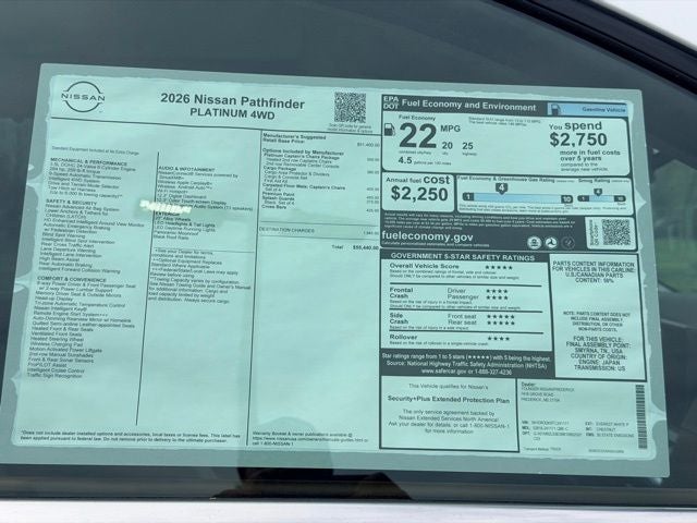 2026 Nissan Pathfinder Platinum CAPTAIN CHAIRS, CARGO PACKAGE