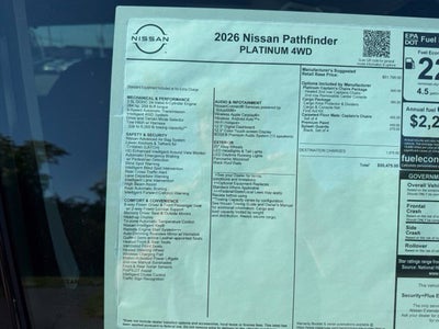 2026 Nissan Pathfinder Platinum