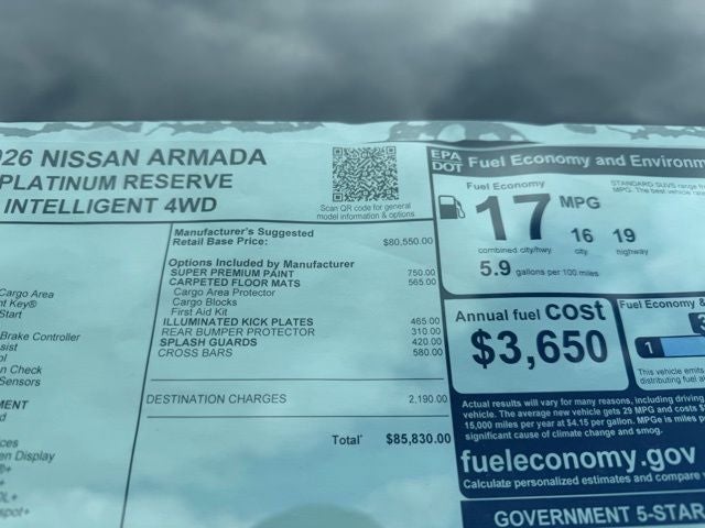 2026 Nissan Armada Platinum Reserve