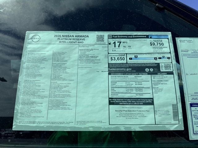 2026 Nissan Armada Platinum Reserve SPLIT BENCH SEAT PACKAGE